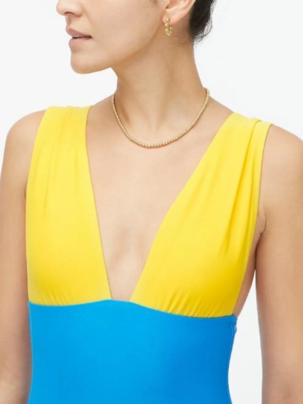 J.Crew Colorblock v-neck one-piece swimsuit - size M